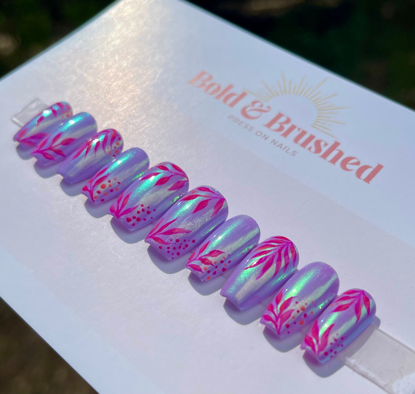 Hot Pink & Chrome Tropical Leaves