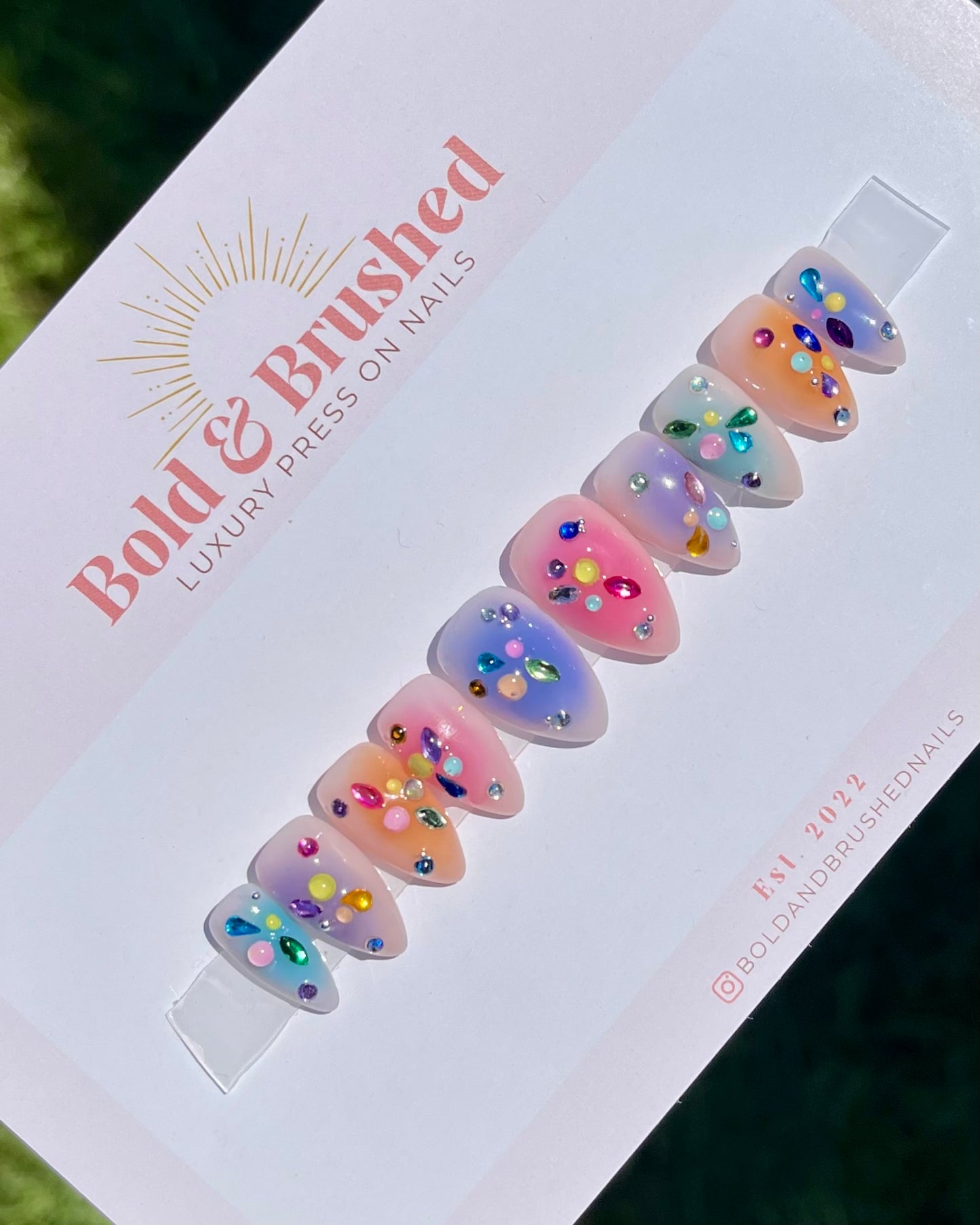 Gemstone Aura Junk Nails Press on Nail Set