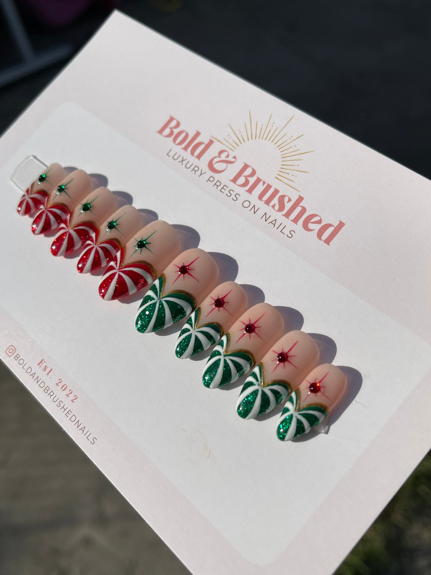 Candy Cane Land French Tips