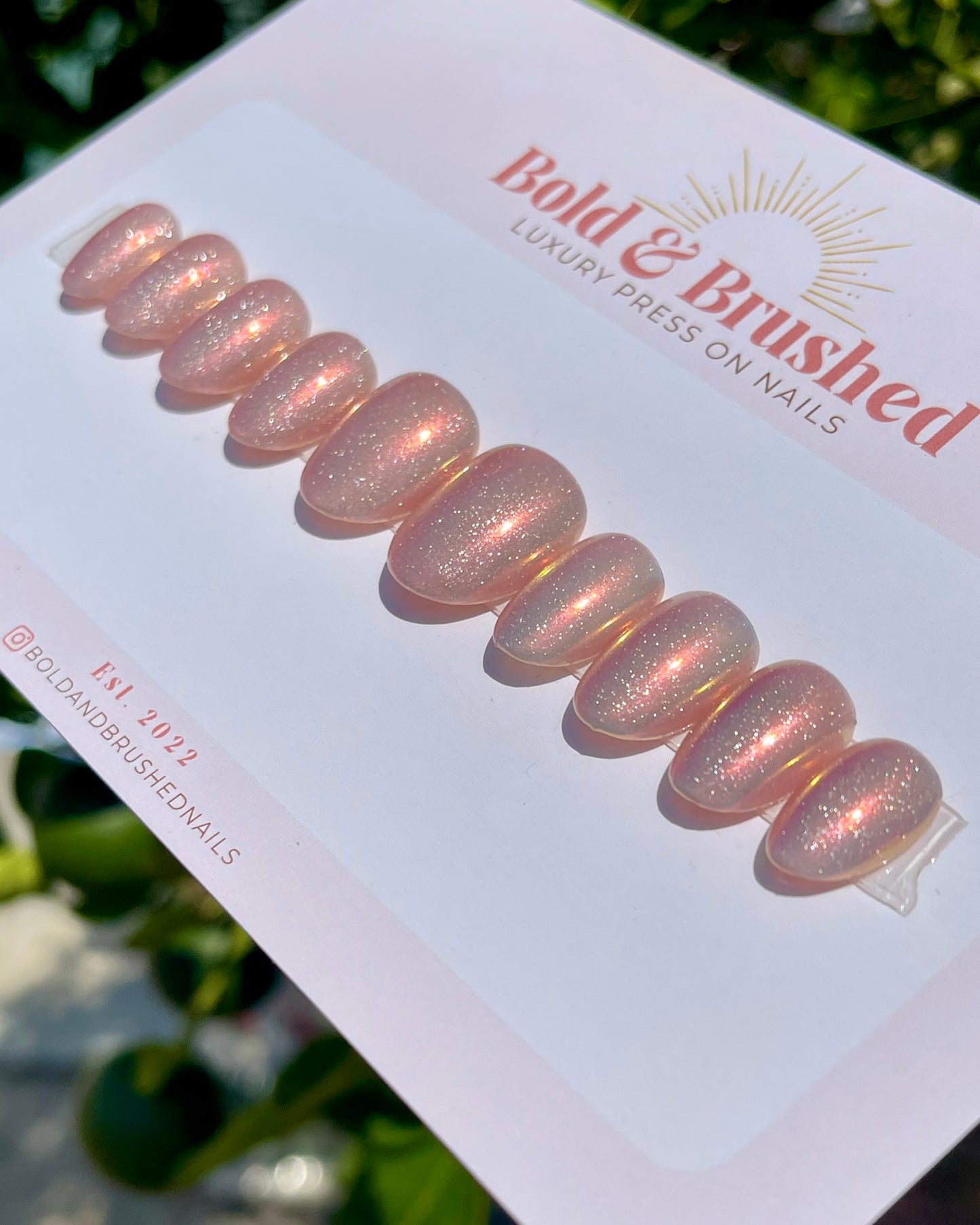 Sunset Chrome and Glitter Glow Press On Nail Set