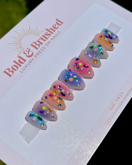 Gemstone Aura Junk Nails Press on Nail Set