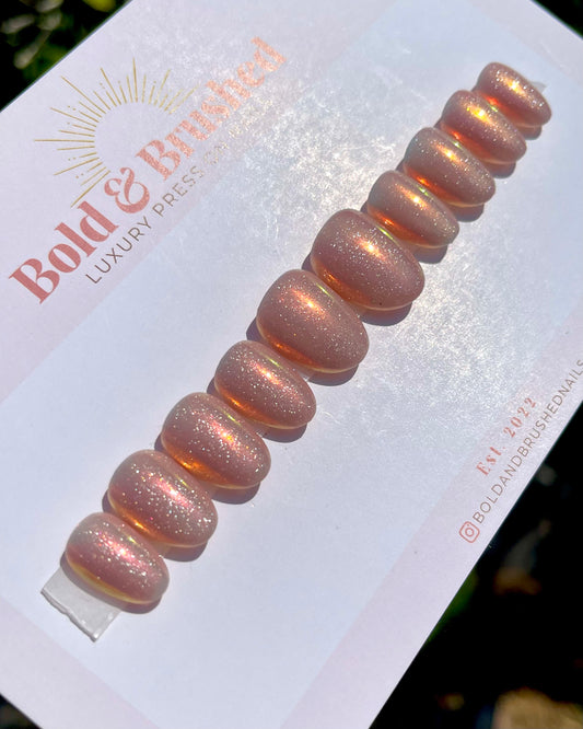Sunset Chrome and Glitter Glow Press On Nail Set