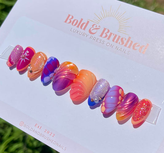 Purple & Orange Abstract 3D with Cateye and Chrome