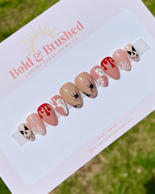 Minimalist Haunting Halloween Press On Nail Set