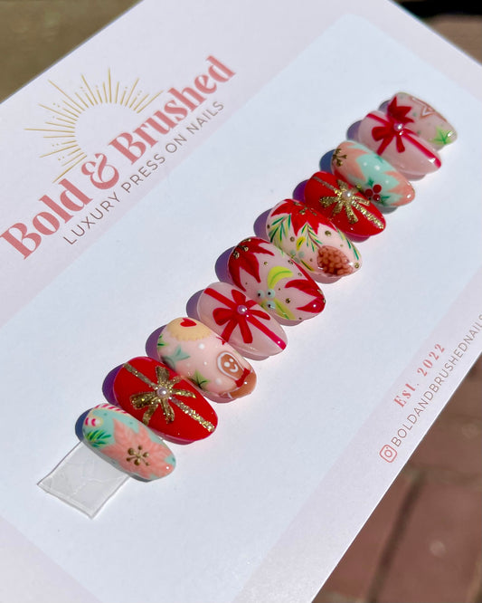Christmas Cookies and Poinsettia Wrapping Paper
