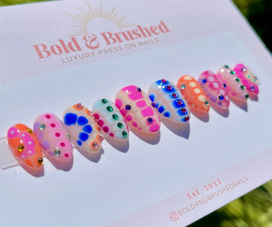 Bright Crocodile Print & Colorful Gems