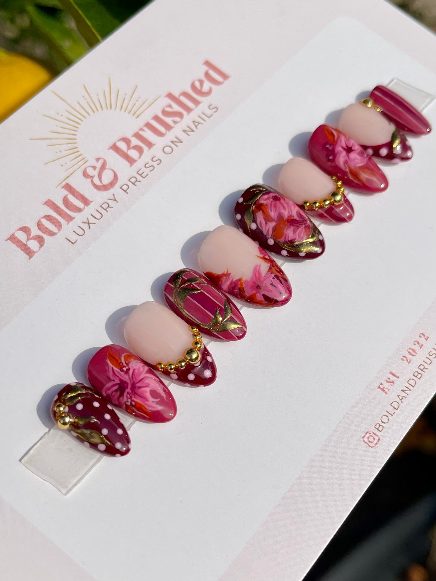 Burgundy and Brown Petals with Golden Accents.