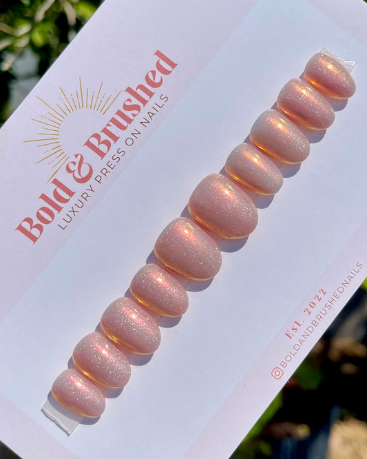 Sunset Chrome and Glitter Glow Press On Nail Set