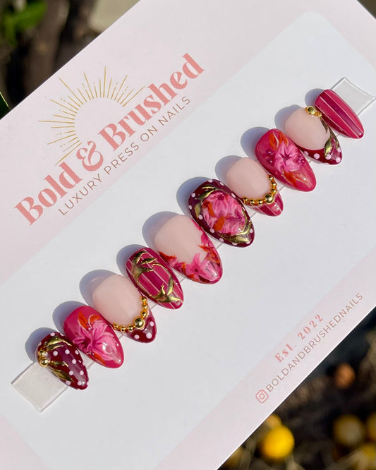 Burgundy and Brown Petals with Golden Accents.