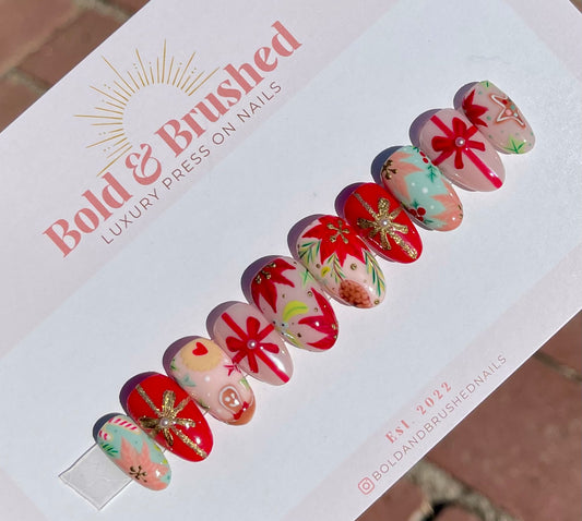 Christmas Cookies and Poinsettia Wrapping Paper