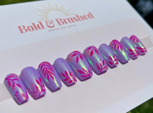 Hot Pink & Chrome Tropical Leaves