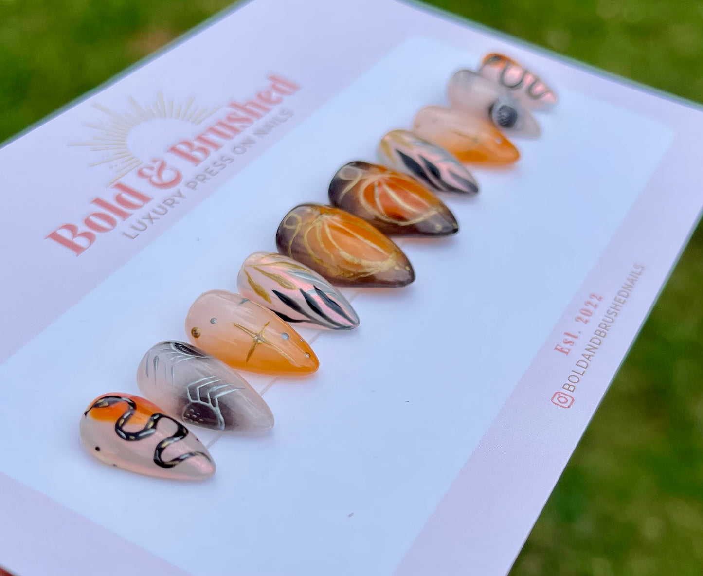 Chrome Snakes and Aura Pumpkins Halloween Press On Nail Set