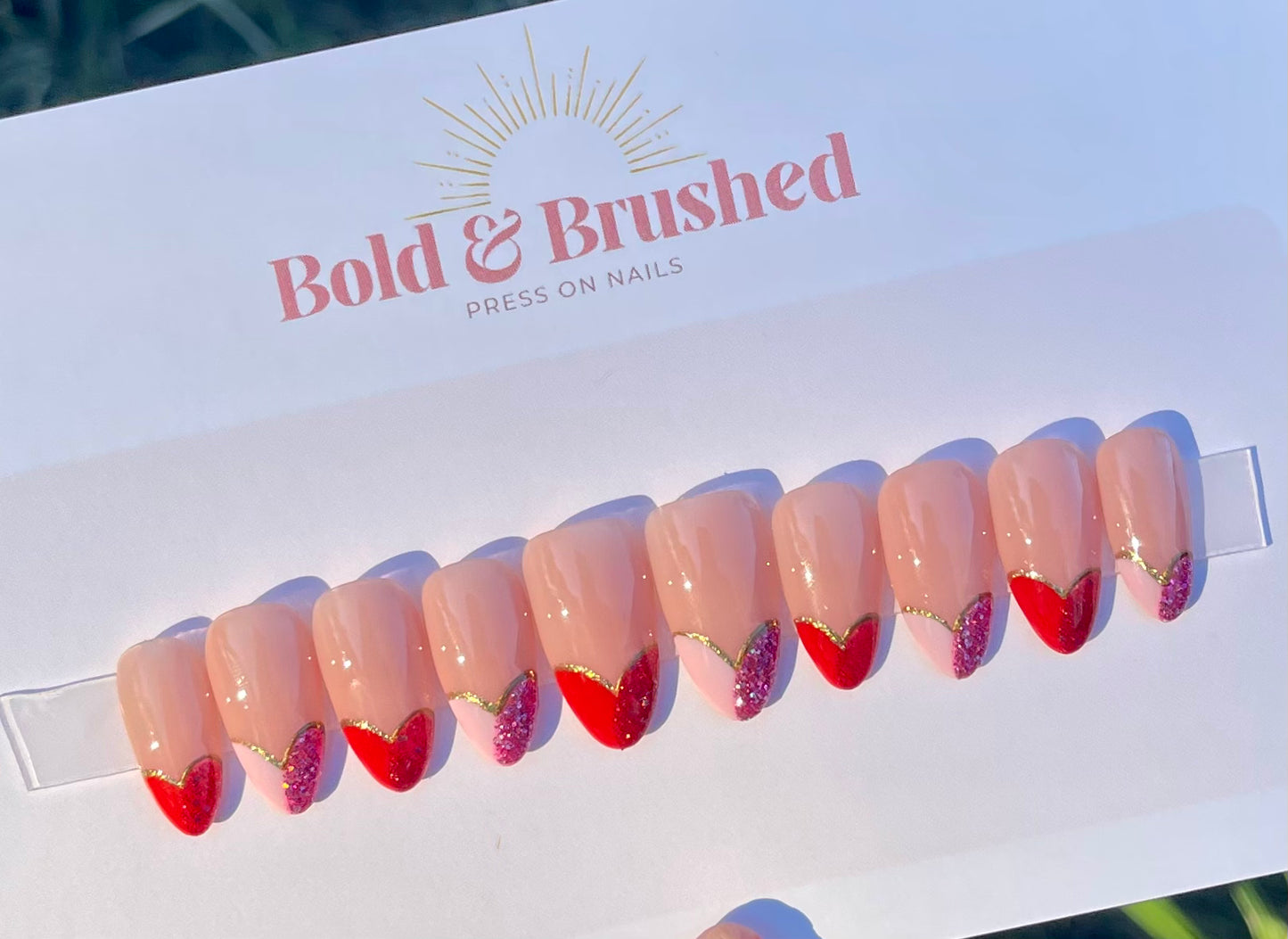 Glitter Heart French Tips Valentines Set