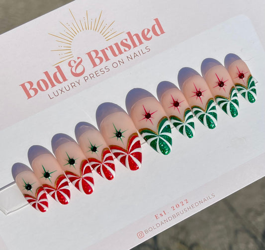 Candy Cane Land French Tips