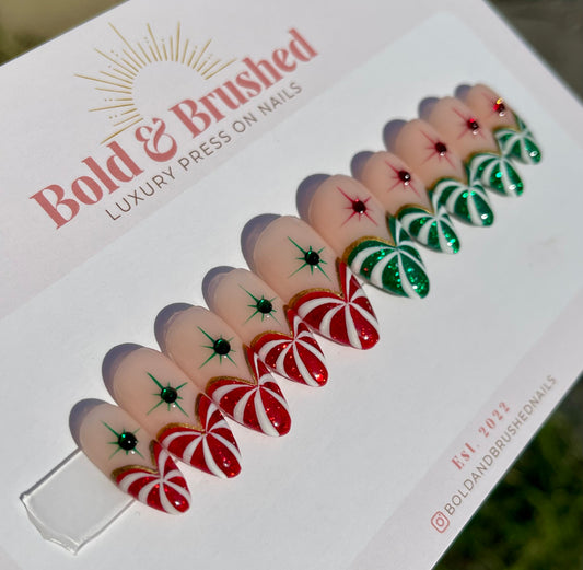 Candy Cane Land French Tips