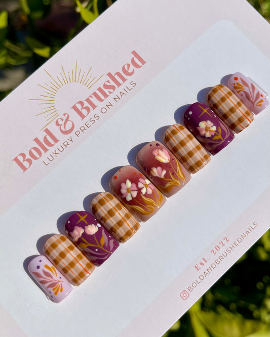 Vintage Purple Florals and Plaid