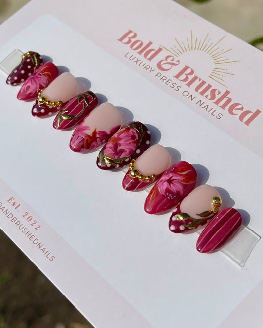 Burgundy and Brown Petals with Golden Accents.