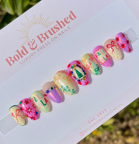 FA LA LA LA Vibrant Retro Presents and Bows.