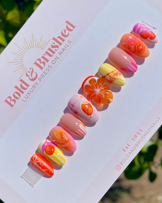 Spritzy Citrus Press On Nail Set