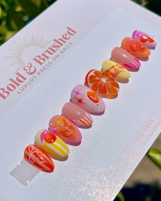 Spritzy Citrus Press On Nail Set