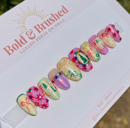 FA LA LA LA Vibrant Retro Presents and Bows.